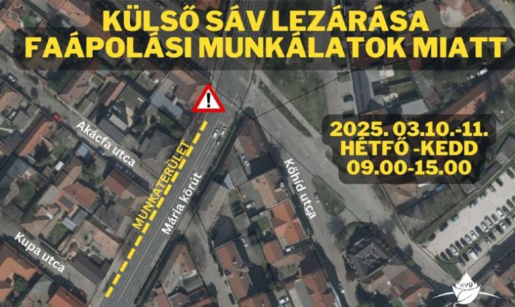 Lezárják a külső sávot a Mária körúton