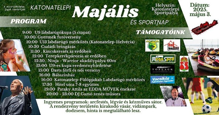 Katonatelepi Majális és Sportnap május 3-án, szombaton