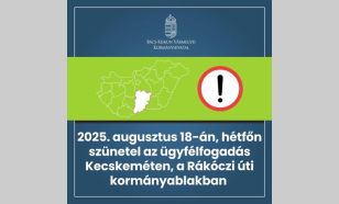 Szünetel az ügyfélfogadás Kecskeméten, a Rákóczi úti kormányablakban