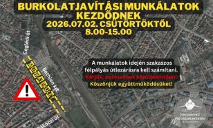 Burkolatjavítás miatt két hétig lesznek sávlezárások a Bethlen körúton