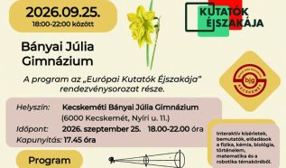 Tizenkettedszer csatlakozik a Bányai az Európai Kutatók Éjszakájához