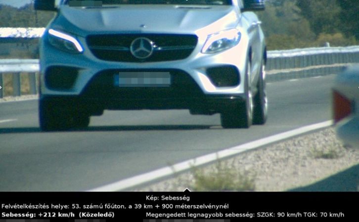 212 kilométeres sebességgel "repült" az autós Bács-Kiskunban