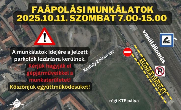 Faápolás miatt lezárják a MÁV parkolót szombaton