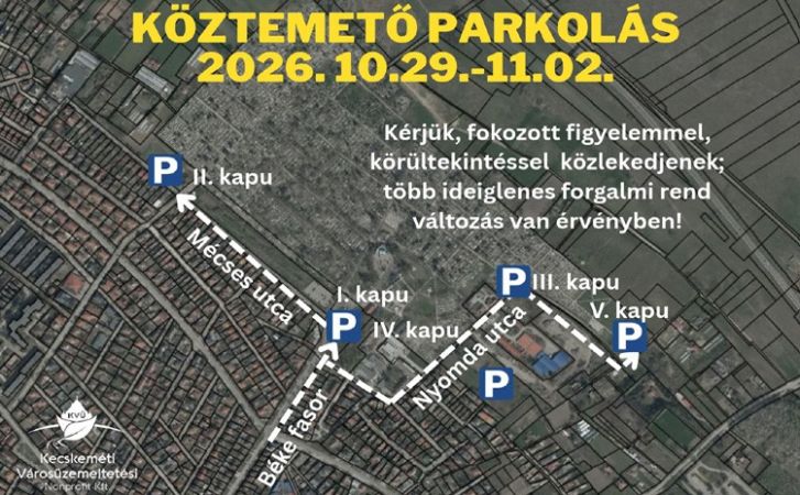 Forgalmi rend változás és parkolási lehetőségek a kegyeleti ünnepek alatt Kecskeméten