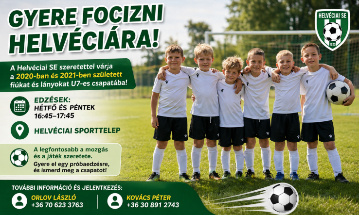 Gyere focizni Helvéciára! – Várják a legkisebbeket a Helvéciai SE csapatába