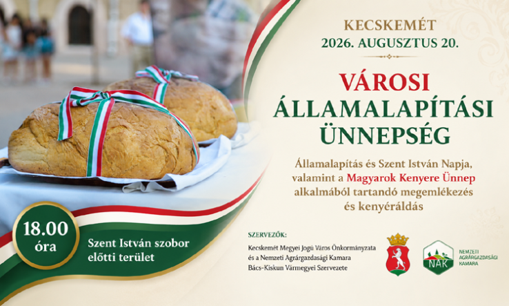 Városi államalapítási ünnepséget rendeznek Kecskeméten augusztus 20-án