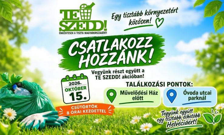 Összefogással a tisztább településért: Ismét TeSzedd! akciót szerveznek Helvécián