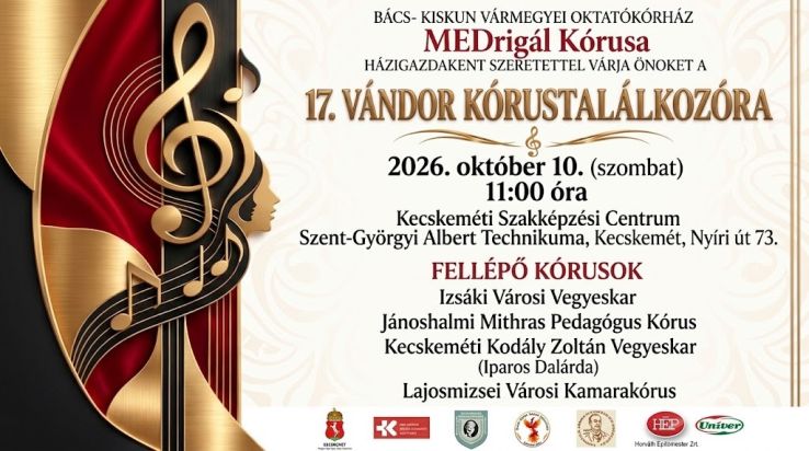 A 17. Vándor Kórustalálkozót rendezik meg Kecskeméten