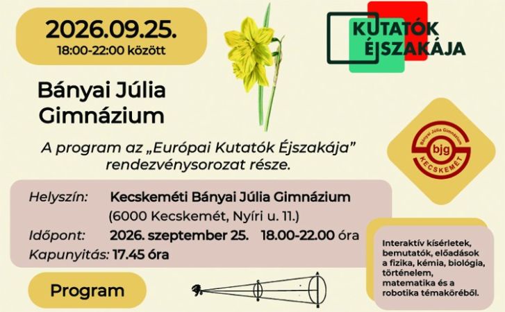 Tizenkettedszer csatlakozik a Bányai az Európai Kutatók Éjszakájához