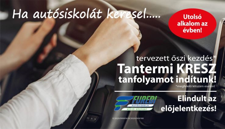 Még idén elkezdenéd a jogosítványt? Ősszel indulhat az utolsó KRESZ-tanfolyam a Füredi Autósiskolában