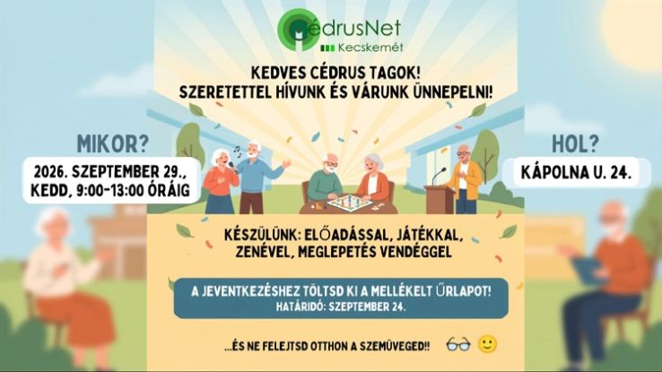 „Hosszú élet – jó élet”: Ünnepeljük együtt az Idősek Hetét a Cédrus Klubbal!
