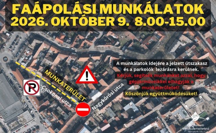 Átfogó faápolási munkák miatt lezárják a Csokonai utcát pénteken
