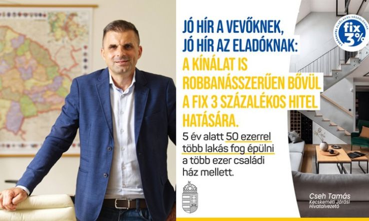 Cseh Tamás: A kínálat is robbanásszerűen bővül a fix 3 százalékos hitel hatására