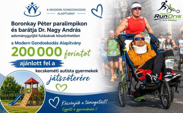 Példaértékű összefogás: 200 ezer forint támogatást kapott a kecskeméti autista gyermekek játszótere