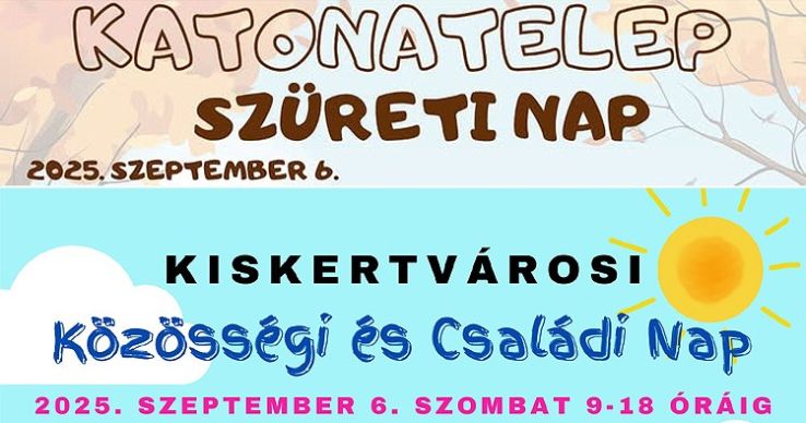 Katonatelepen Szüreti Napot, Kiskertvárosban pedig Közösségi és Családi Napot rendeznek szombaton
