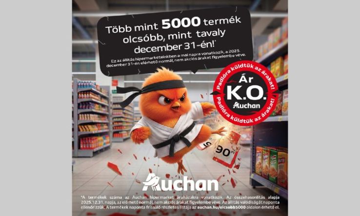 Az Auchan hipermarketekben több mint 5000 termék lett olcsóbb, mint tavaly december 31-én