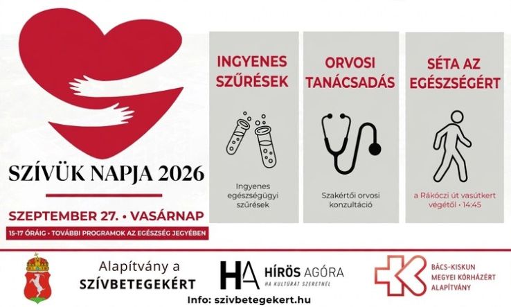 Szívünk Napja Kecskeméten: szűrések, tanácsadás és közös mozgás a Főtéren