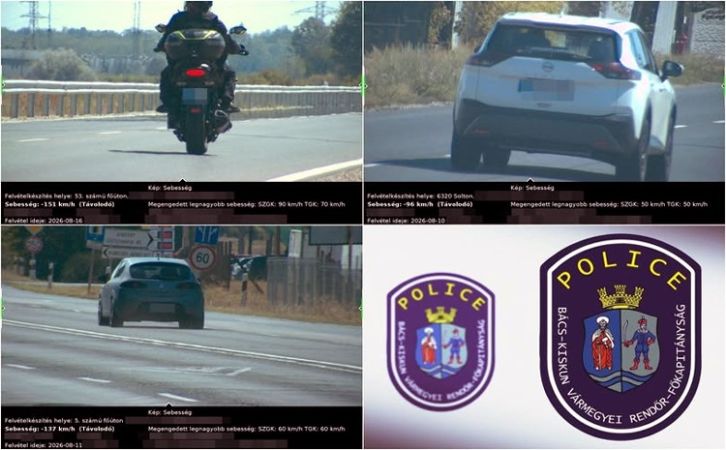 Közel 2000 gyorshajtót mértek be Bács-Kiskunban egy hét alatt