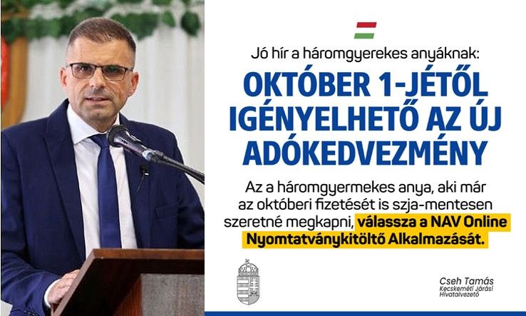 Jó hír a háromgyermekes anyáknak: október 1-jétől igényelhető az új adókedvezmény