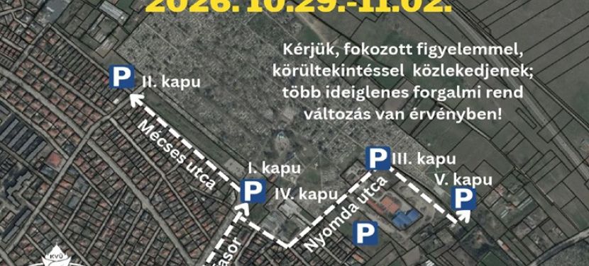 Forgalmi rend változás és parkolási lehetőségek a kegyeleti ünnepek alatt Kecskeméten