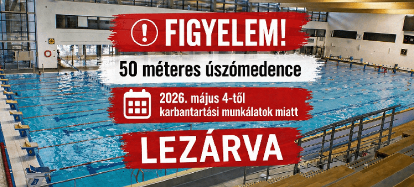 Május 4-től karbantartási munkálatok miatt átmenetileg lezárják a Fürdőben az 50 méteres úszómedencét