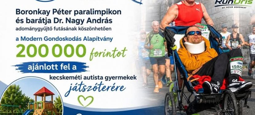 Példaértékű összefogás: 200 ezer forint támogatást kapott a kecskeméti autista gyermekek játszótere
