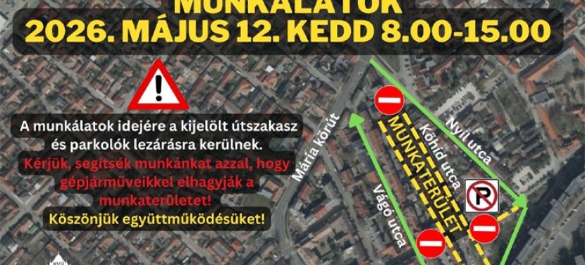 Lezárják a Kőhíd utcát kedden városüzemeltetési munkálatok miatt