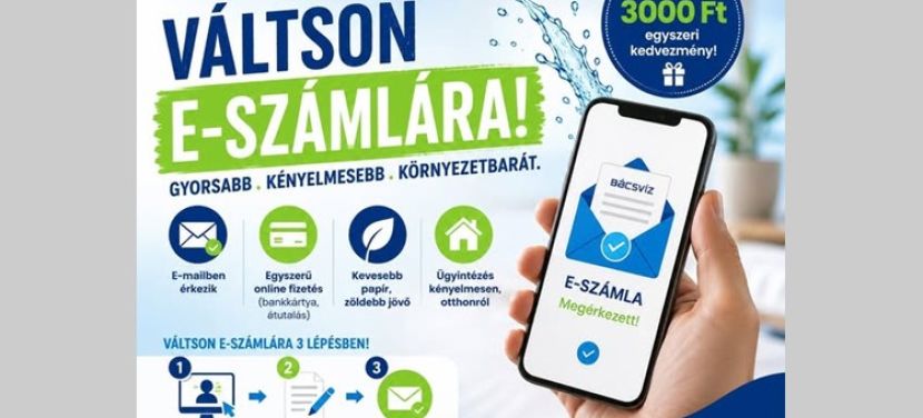 E-számlára válthatnak a Bácsvíz Zrt. ügyfelei
