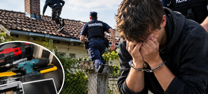 Tetőn át menekült a rendőrök elől a kecskeméti tolvaj, a bilincs láttán pedig sírva fakadt