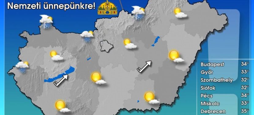 Jellemzően napos idő várható, délután északon, északnyugaton zápor, zivatar kialakulhat (VIDEÓ)